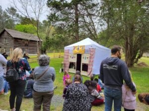 Durham Homestead Easter Puppet Show stage setting